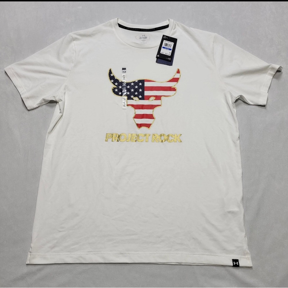 Under Armour Project Rock American Flag Tee new